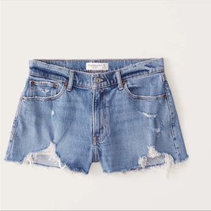 Abercrombie Curve Love Mom Shorts, 11” rise, 3” inseam, medium wash